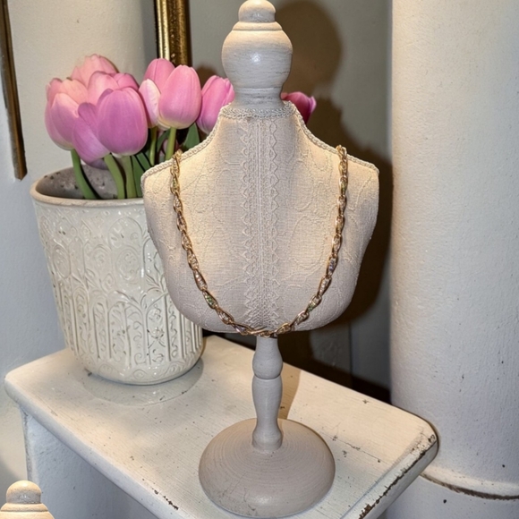 Fashionable Gold-tone Designer Necklace W/ Rhinestones & Easter Egg Trinket Dish - Picture 4 of 7